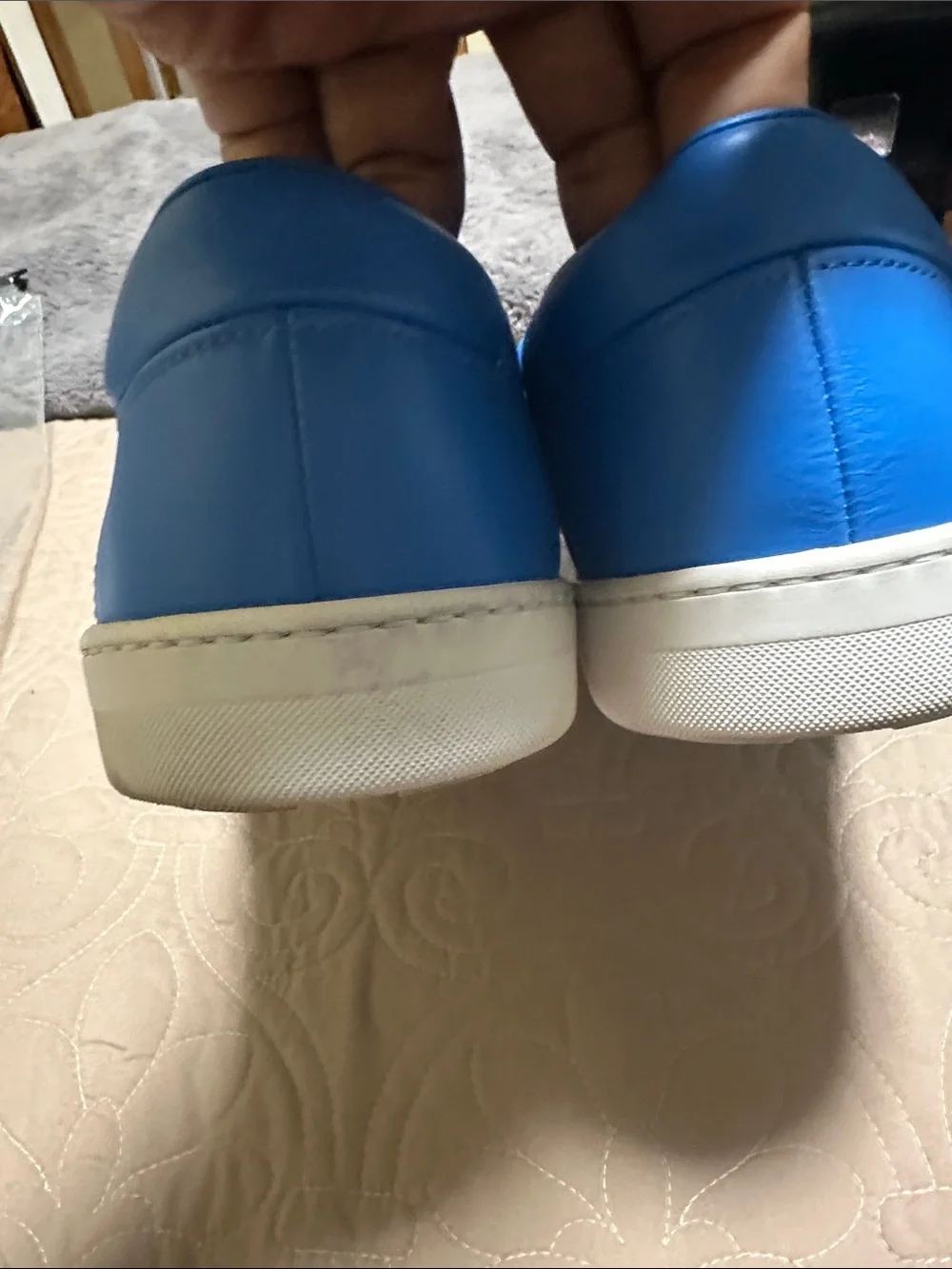 Prada Men's Electric Blue Leather Low-Top Sneakers
